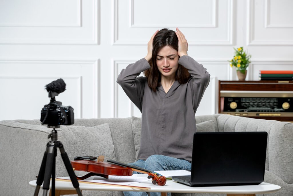 Frustrated girl in online class representing a brand’s need for digital marketing